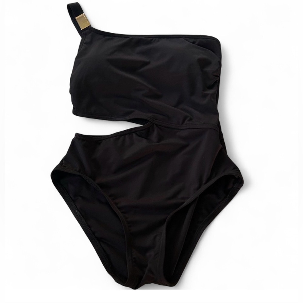 MICHAEL Michael Kors Black One-Shoulder Swimsuit